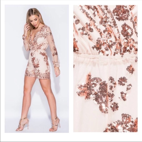 Rose Gold Sequins Romper - Picture 5 of 5
